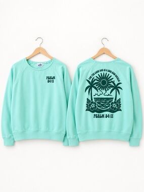 Ruby & Jewell Psalm 84:11 Mint Green Fleece Sweatshirt XS NWT